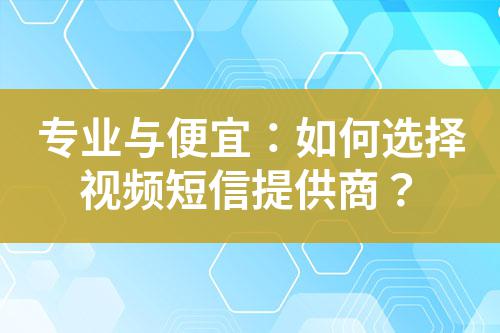 專業與便宜：如何選擇視頻短信提供商？