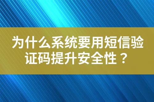 為什么系統要用短信驗證碼提升安全性？