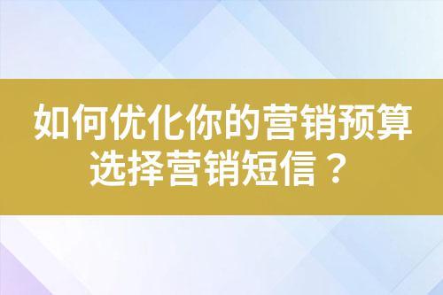 如何優(yōu)化你的營(yíng)銷(xiāo)預(yù)算選擇營(yíng)銷(xiāo)短信？