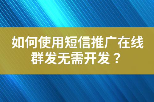 如何使用短信推廣在線群發無需開發？