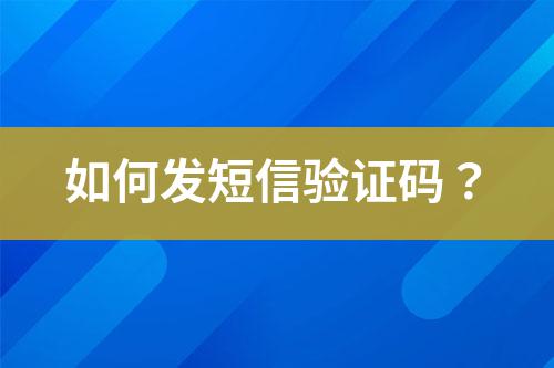如何發(fā)短信驗證碼?