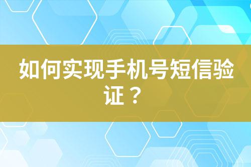 如何實現(xiàn)手機號短信驗證?
