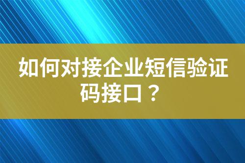 如何對(duì)接企業(yè)短信驗(yàn)證碼接口?