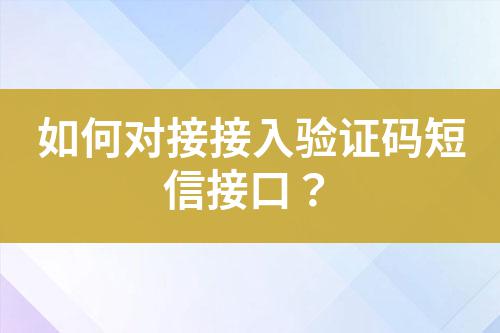 如何對接接入驗證碼短信接口？