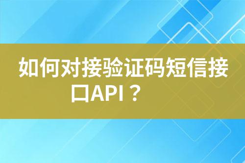 如何對接驗證碼短信接口API?