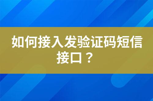 如何接入發驗證碼短信接口?