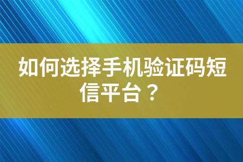 如何選擇手機驗證碼短信平臺?