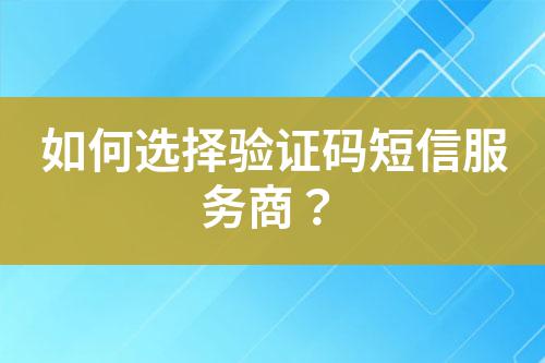 如何選擇驗證碼短信服務(wù)商?
