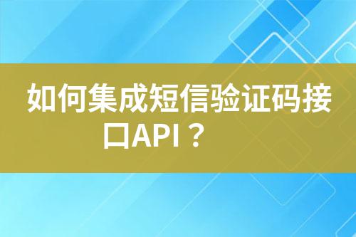 如何集成短信驗證碼接口API?