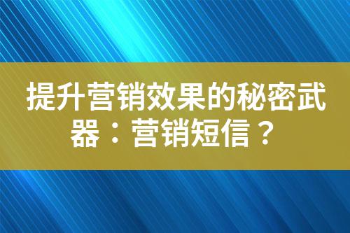 提升營銷效果的秘密武器:營銷短信?