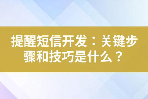提醒短信開發：關鍵步驟和技巧是什么？