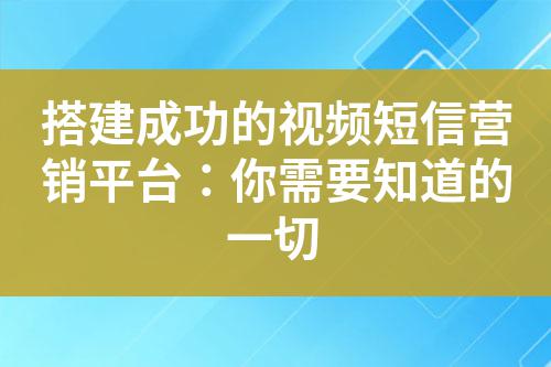 搭建成功的視頻短信營銷平臺:你需要知道的一切