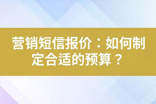營銷短信報價:如何制定合適的預算?