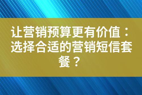 讓營(yíng)銷預(yù)算更有價(jià)值:選擇合適的營(yíng)銷短信套餐?